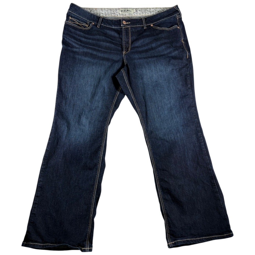 Ariat R.E.A.L. Bootcut Jeans Womens 24WR Blue Whiskering Denim Dark Wash Casual